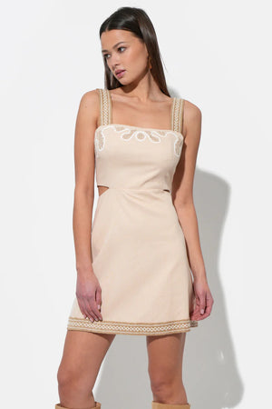 Adelyn Rae Callie Embroidered Cut-Outs Mini Dress