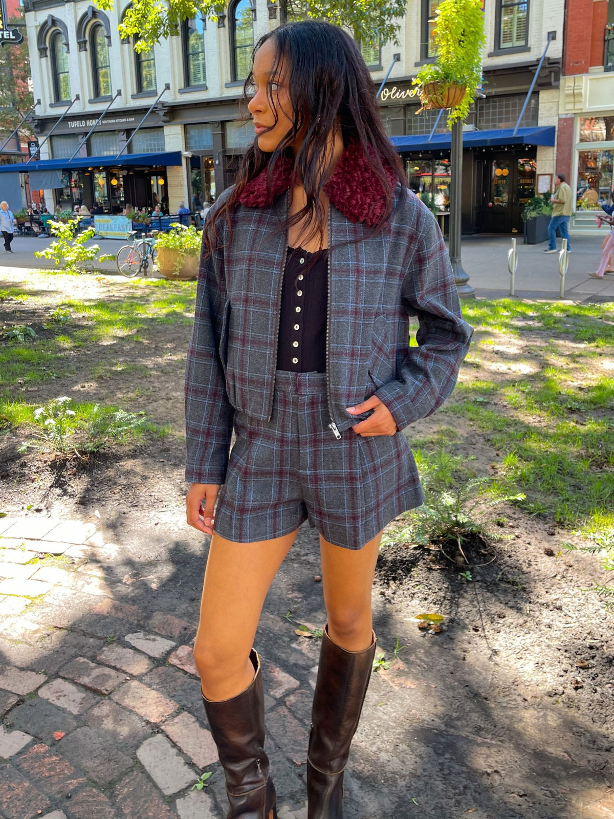 Adelyn Rae Daisy Vegan Fur Collard Jacket