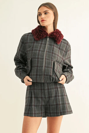 Adelyn Rae Daisy Vegan Fur Collard Jacket