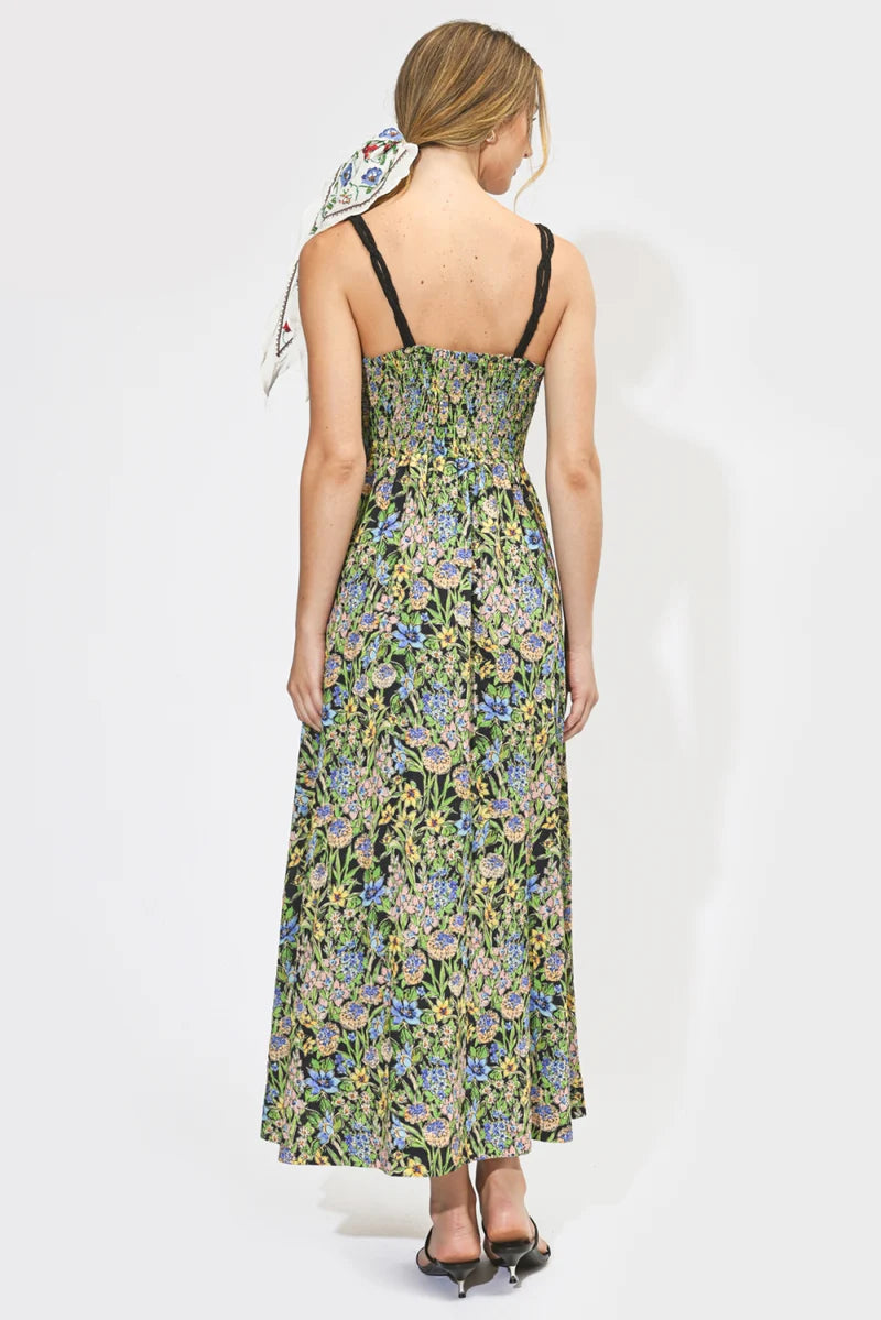 Adelyn Rae Dakota Braid Strap Maxi Dress black multi 