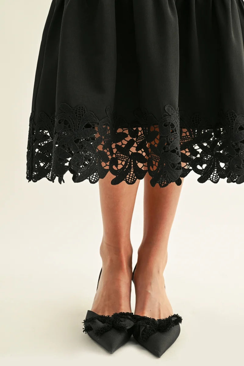 Adelyn Rae Davina Lace Inserted Sleeveless Midi Dress black 