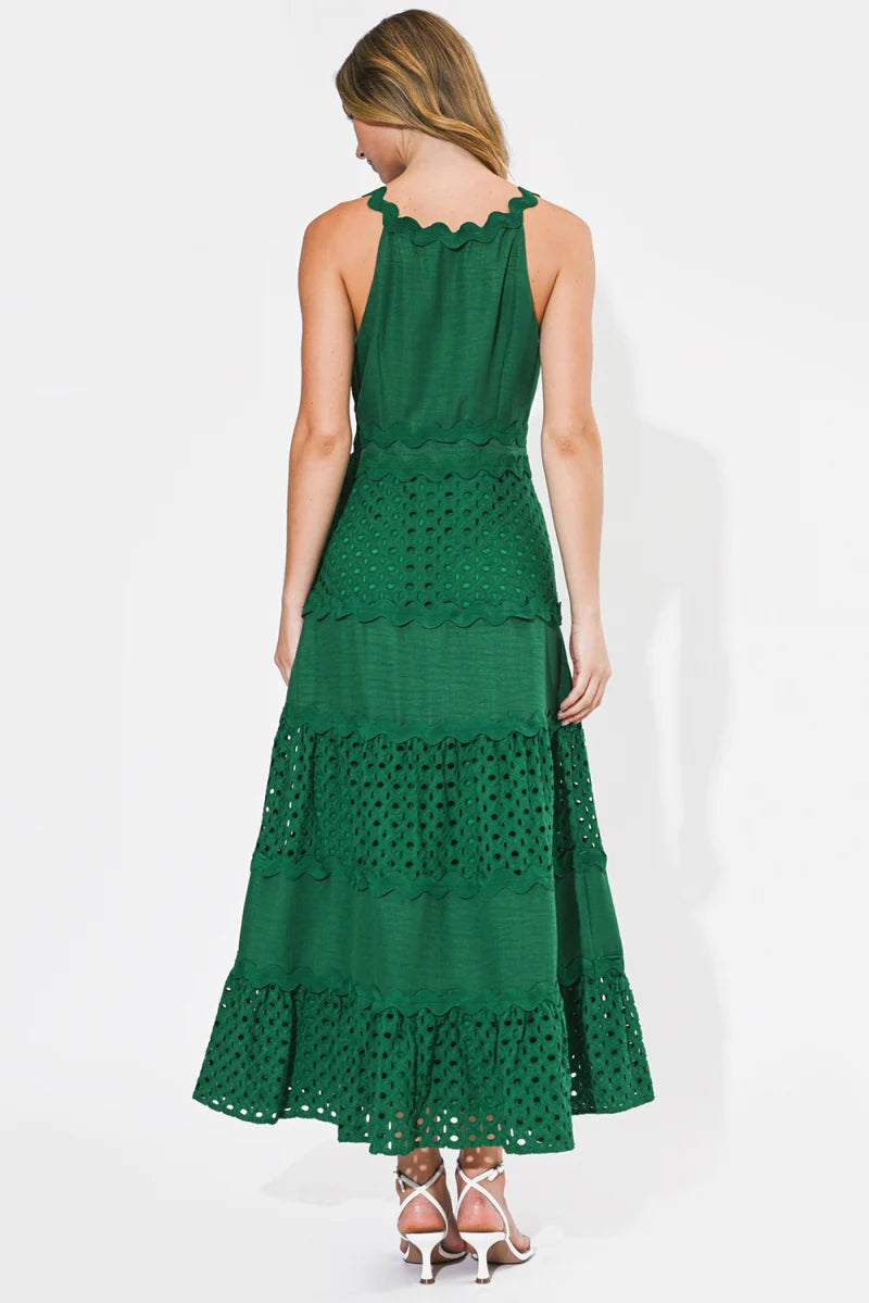 Adelyn Rae Emma Mixed Media Maxi Dress green 