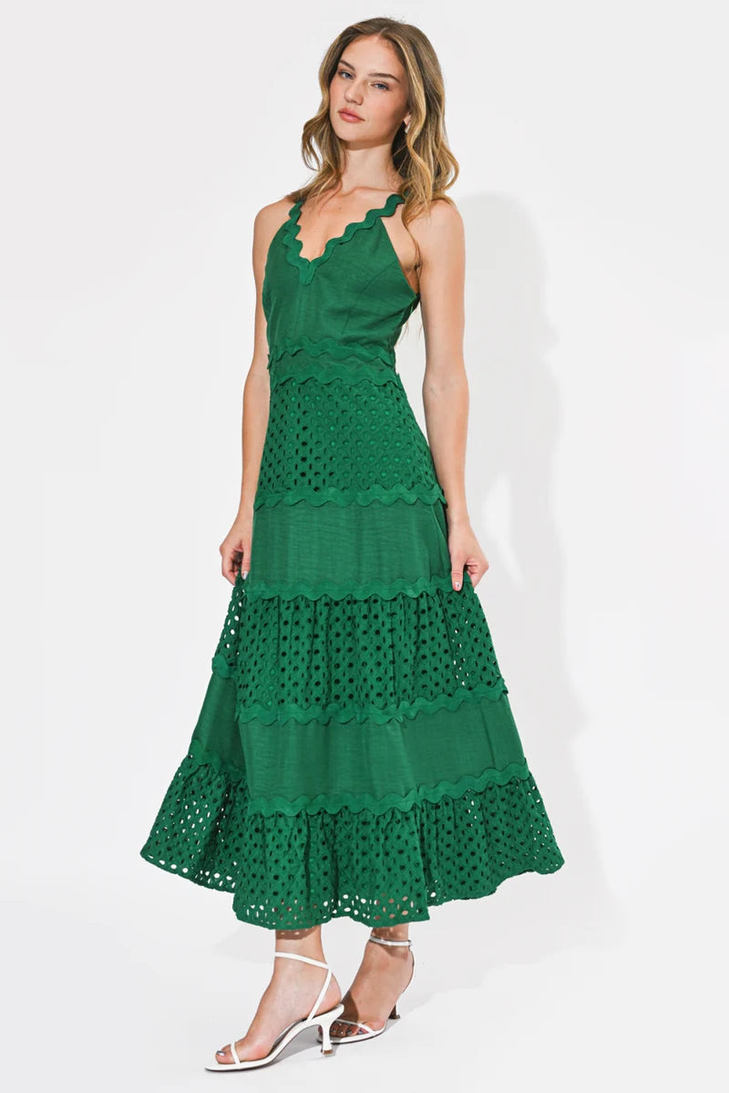 Adelyn Rae Emma Mixed Media Maxi Dress green 