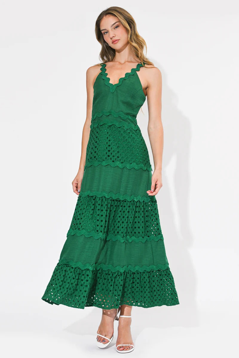 Adelyn Rae Emma Mixed Media Maxi Dress green 