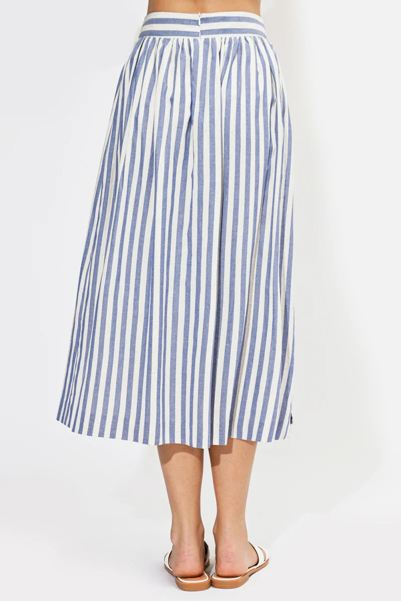 Adelyn Rae Everly Stripe 3D Floral Skirt blue stripe