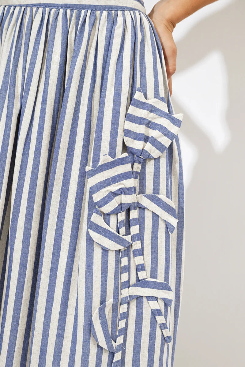 Adelyn Rae Everly Stripe 3D Floral Skirt blue stripe