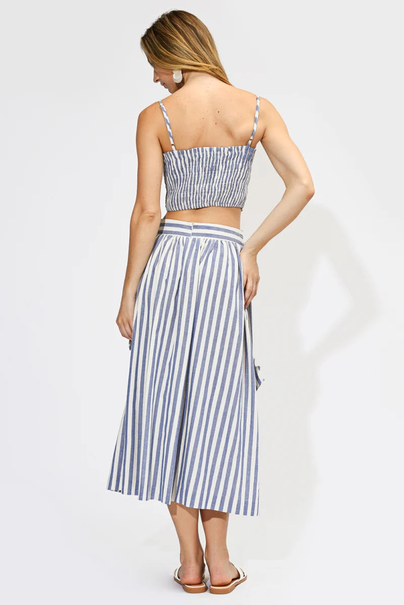Adelyn Rae Everly Stripe 3D Floral Skirt blue stripe
