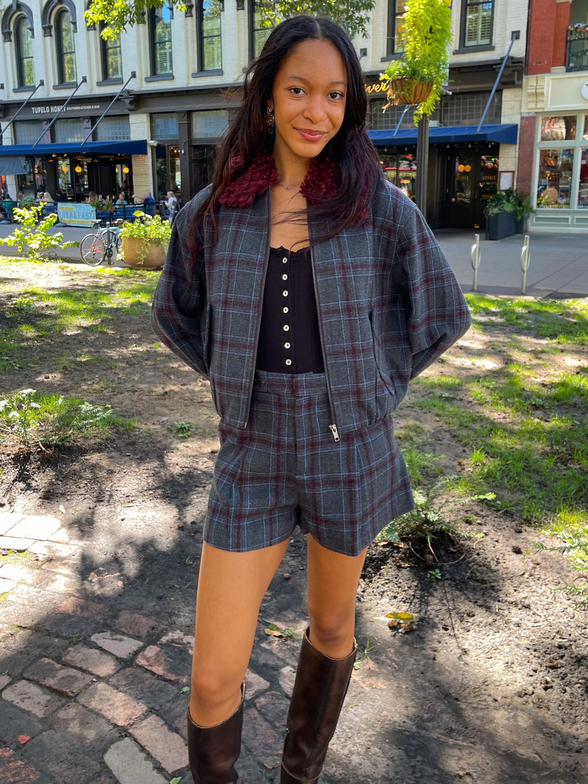 Adelyn Rae Florence Plaid Pleated Shorts