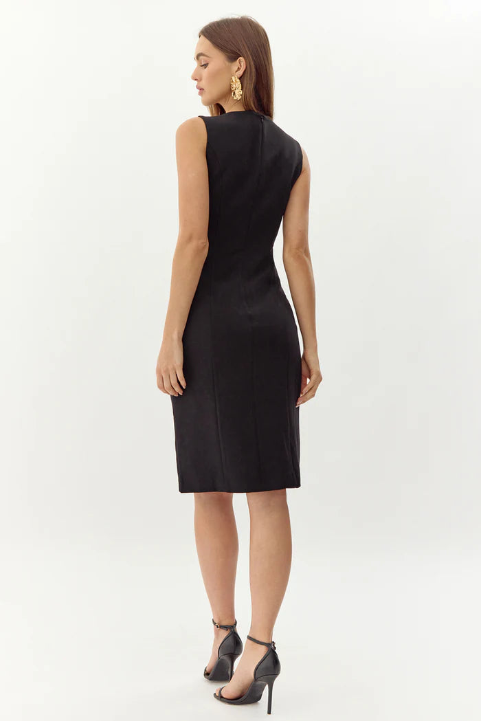 adelyn rae kayla wave cut sheath dress in radiant black-back