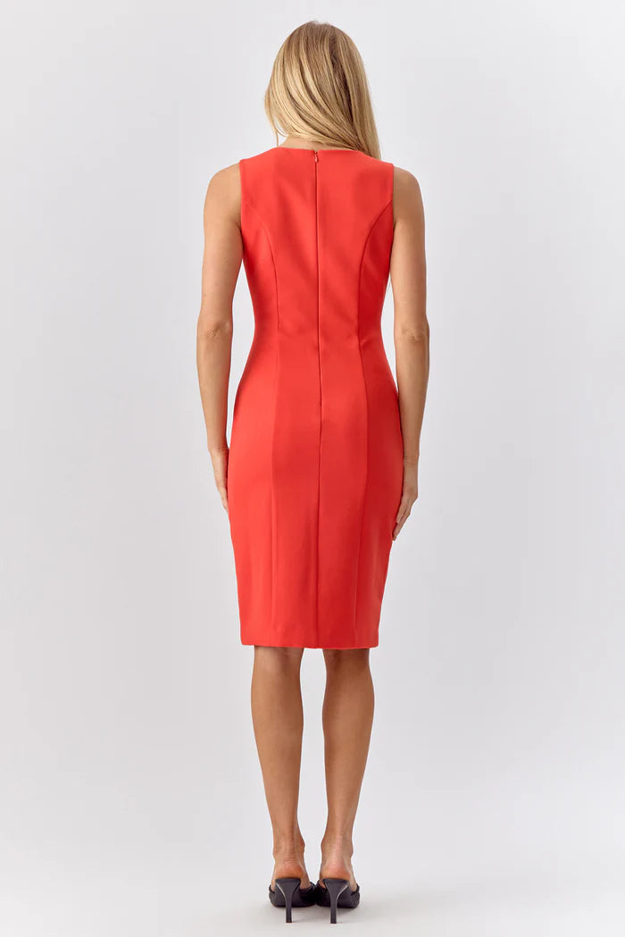 adelyn rae kayla wave cut sheath dress in radiant red-back