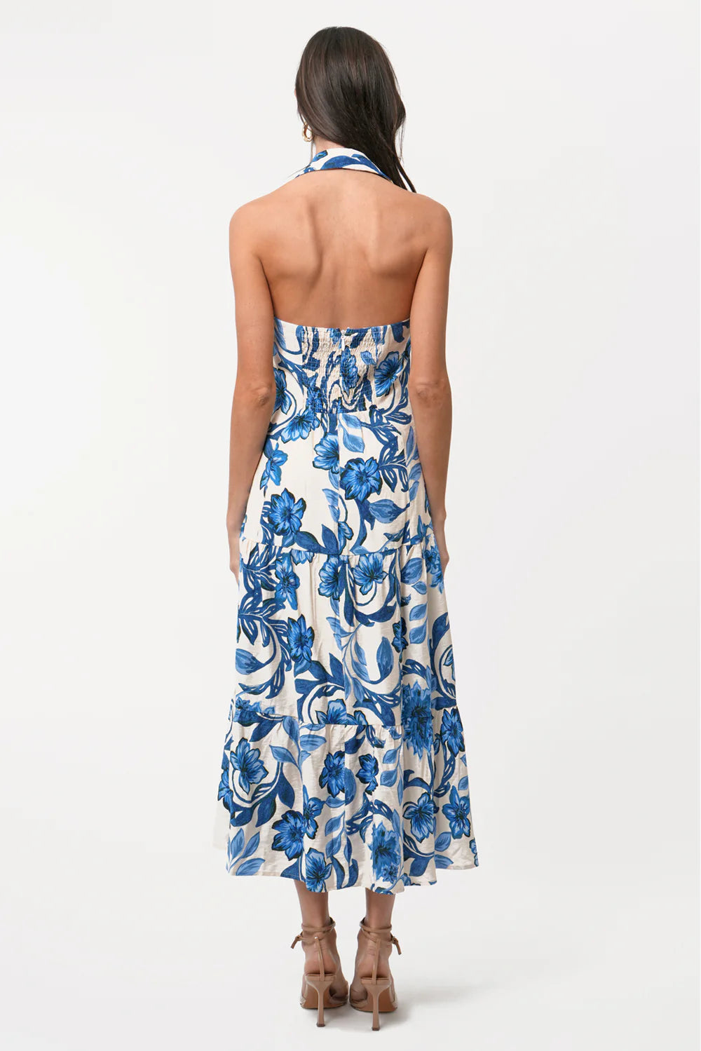 Adelyn Rae Lenni Printed Halter Dress Blue