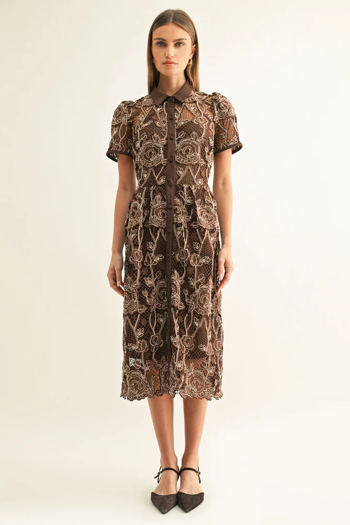 Adelyn Rae Lennon Lace Midi Dress