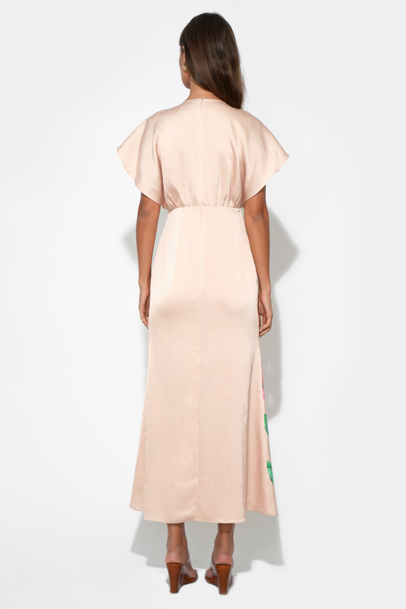 Adelyn Rae Madelyn Flutter Sleeve Large Floral Midi Dress floral print 