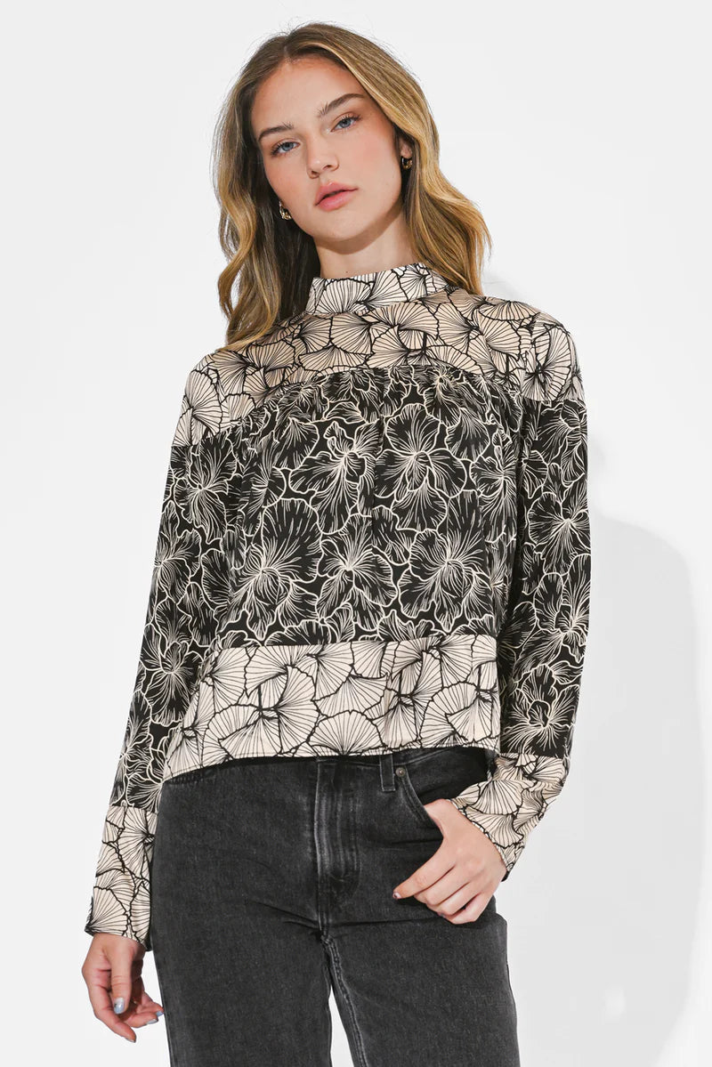 Adelyn Rae Meghan Twin Print Turtle Neck Top