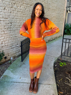 Adelyn Rae Mia Ombre Dolman Sleeve Knit Midi Dress