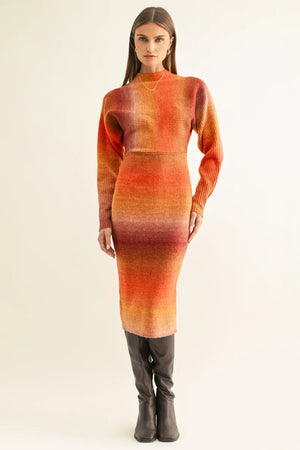 Adelyn Rae Mia Ombre Dolman Sleeve Knit Midi Dress