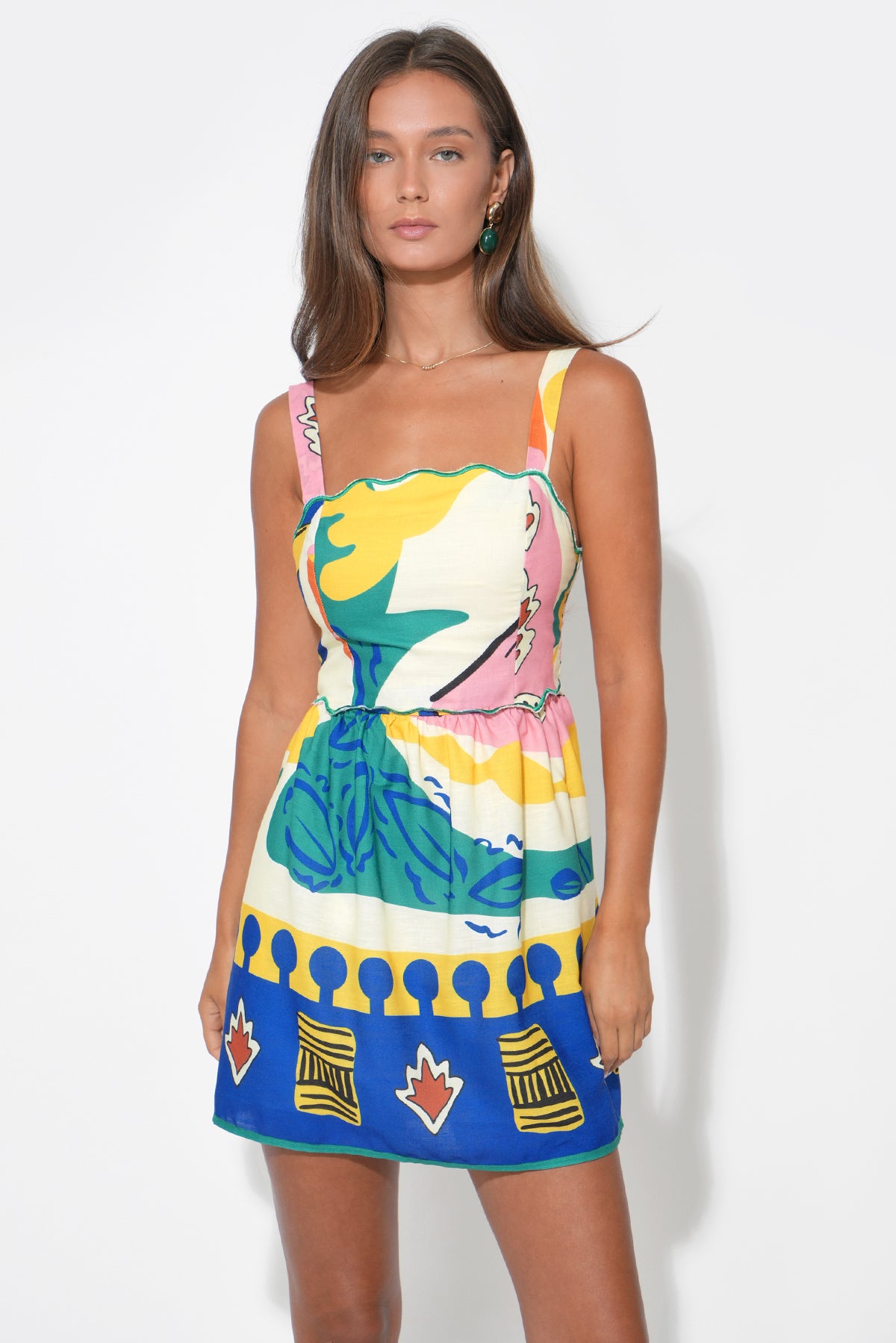 Adelyn Rae Reese Printed Mini Dress YELLOWBLUE / L Adelyn Rae Reese Printed Mini Dress YELLOWBLUE / L