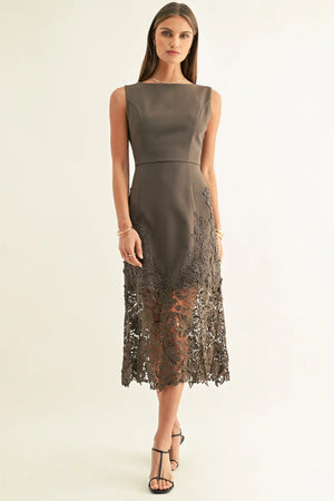Adelyn Rae Sara Ruffled Lace Hem Midi Dress