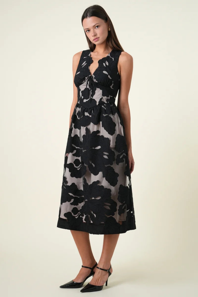 Adelyn Rae Sylvia Sleeveless Midi Dress black 