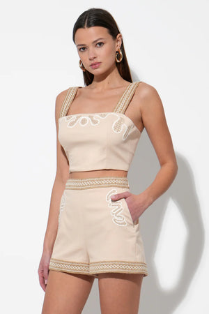Adelyn Rae Traci Embroidered High Waist Shorts