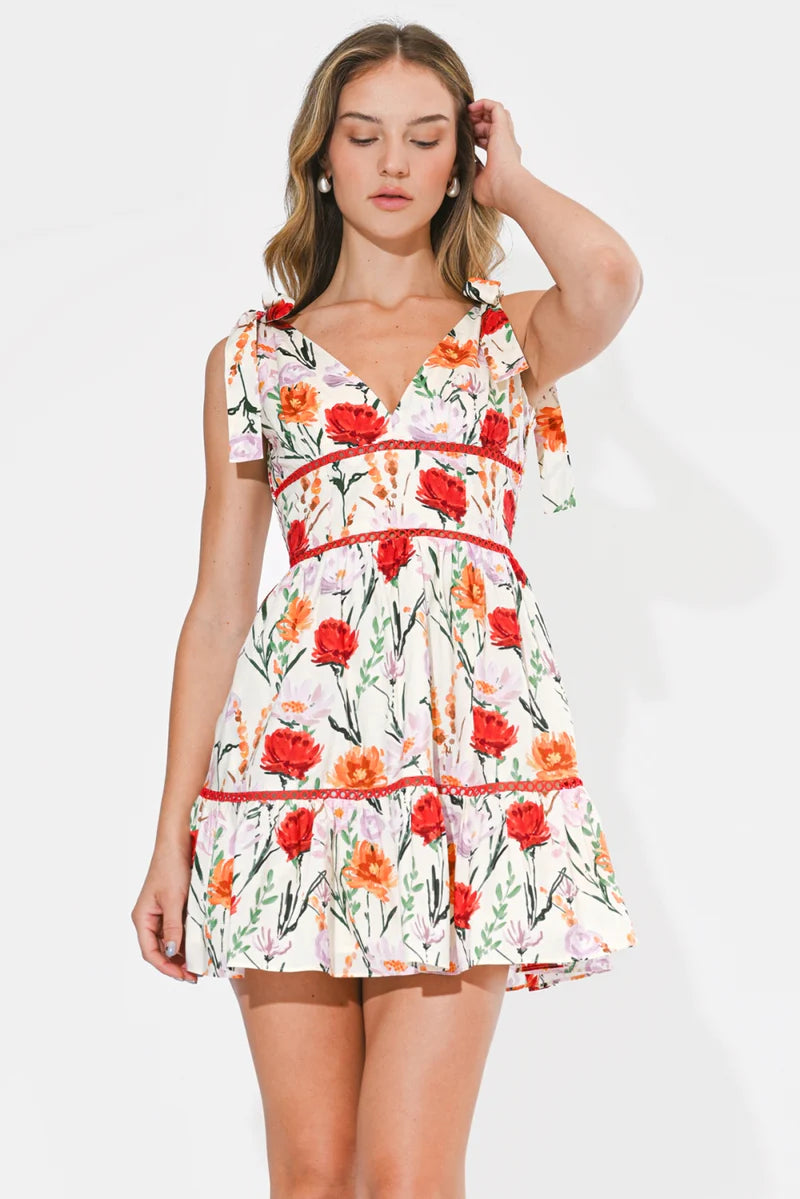 Adelyn Rae Wrenlee Floral Fit & Flare Mini Dress ivory multi 