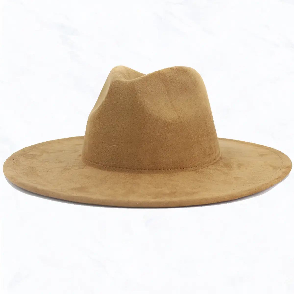 suede large eaves peach top fedora hat in khaki