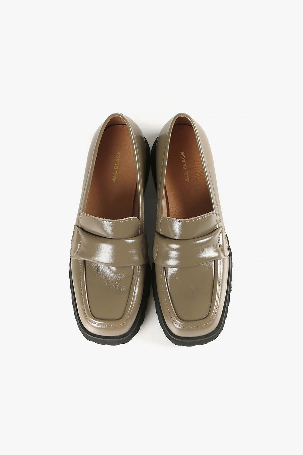 all black shoes banded lugg loafers in taupe leather
