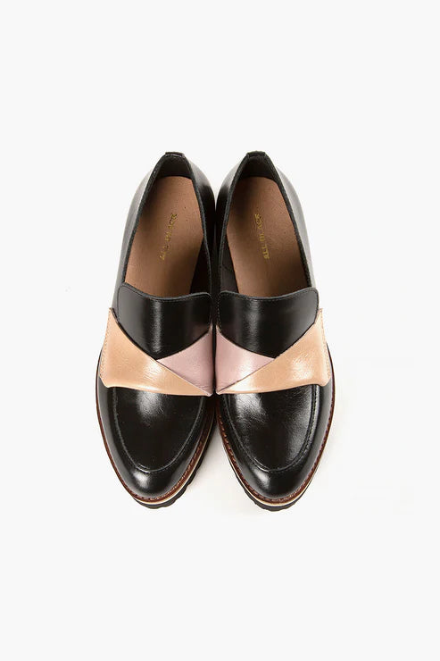 all black flatsash lugg loafers in black nude