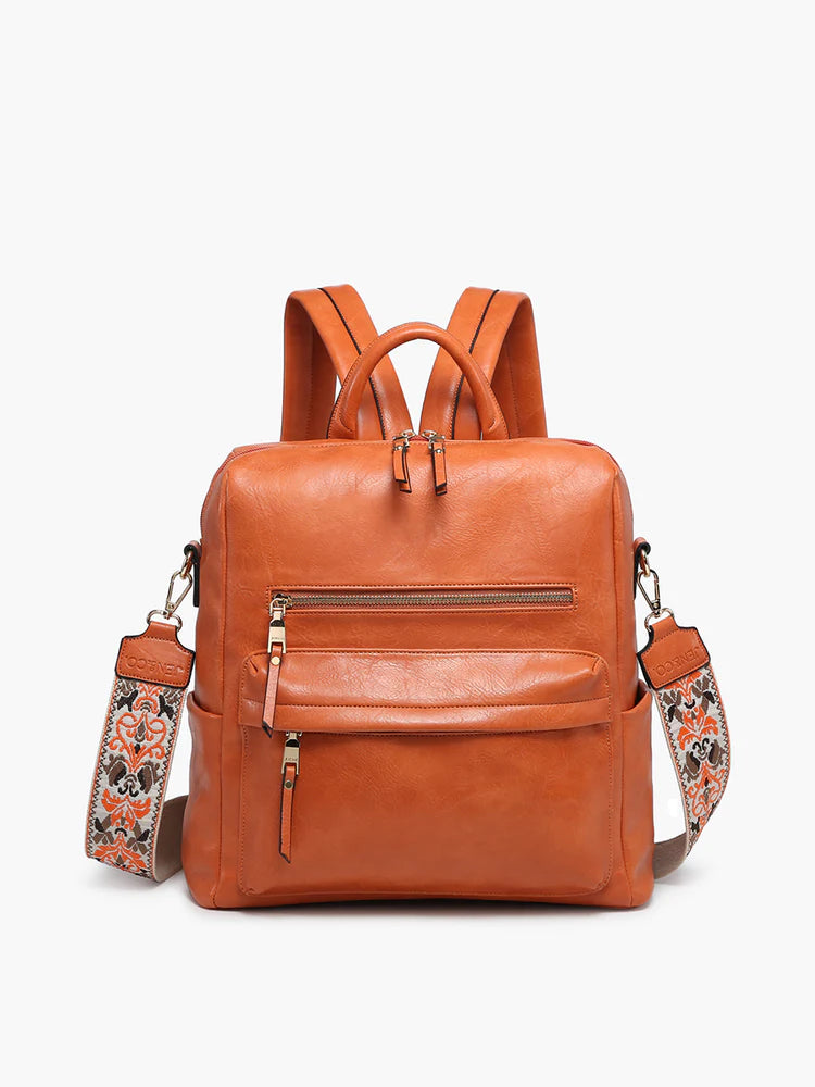 amelia backpack with guitar strap in ginger