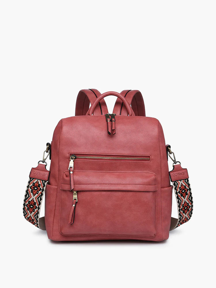 amelia backpack with guitar strap in terracotta