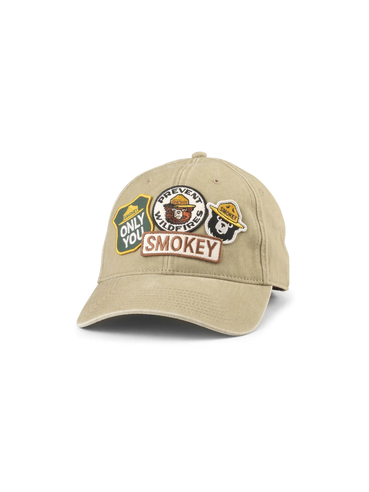 American Needle Iconic Distressed Hat Smokey Bear Light Khaki