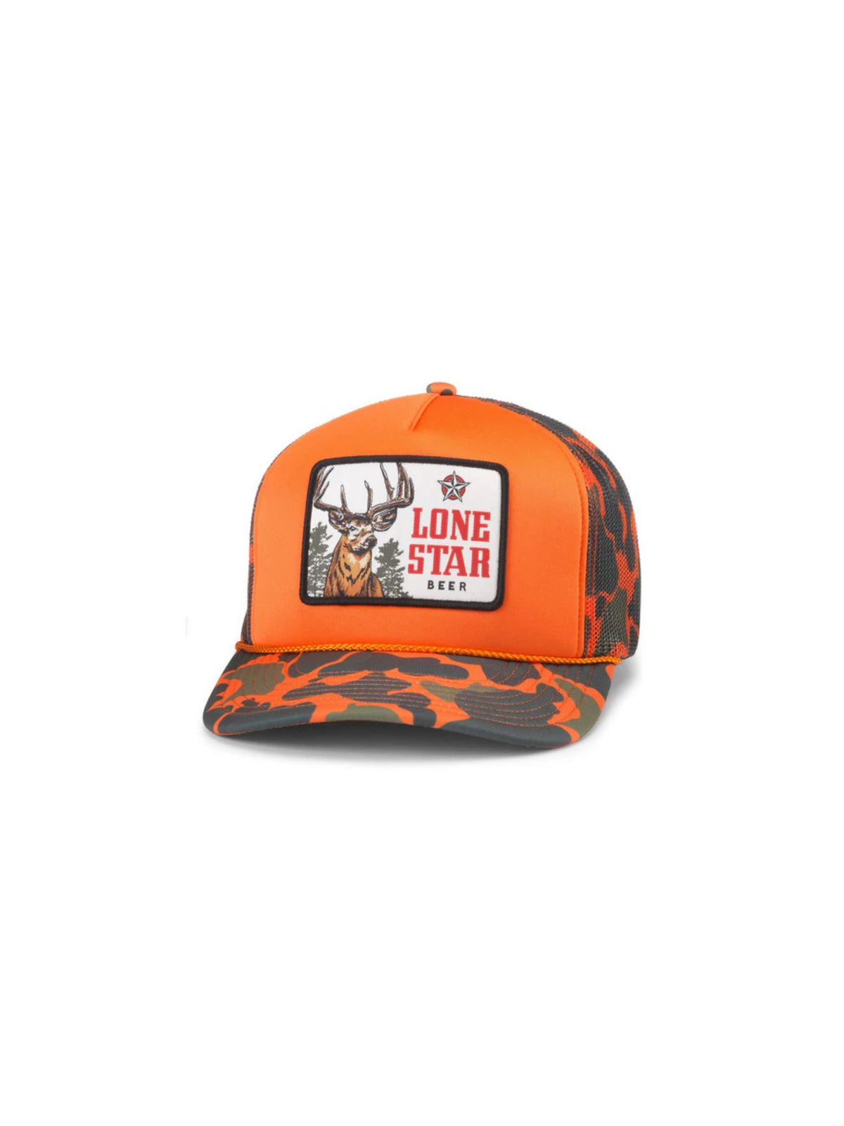 American Needle Mallard Foamy Hat Lone Star Orange Camo