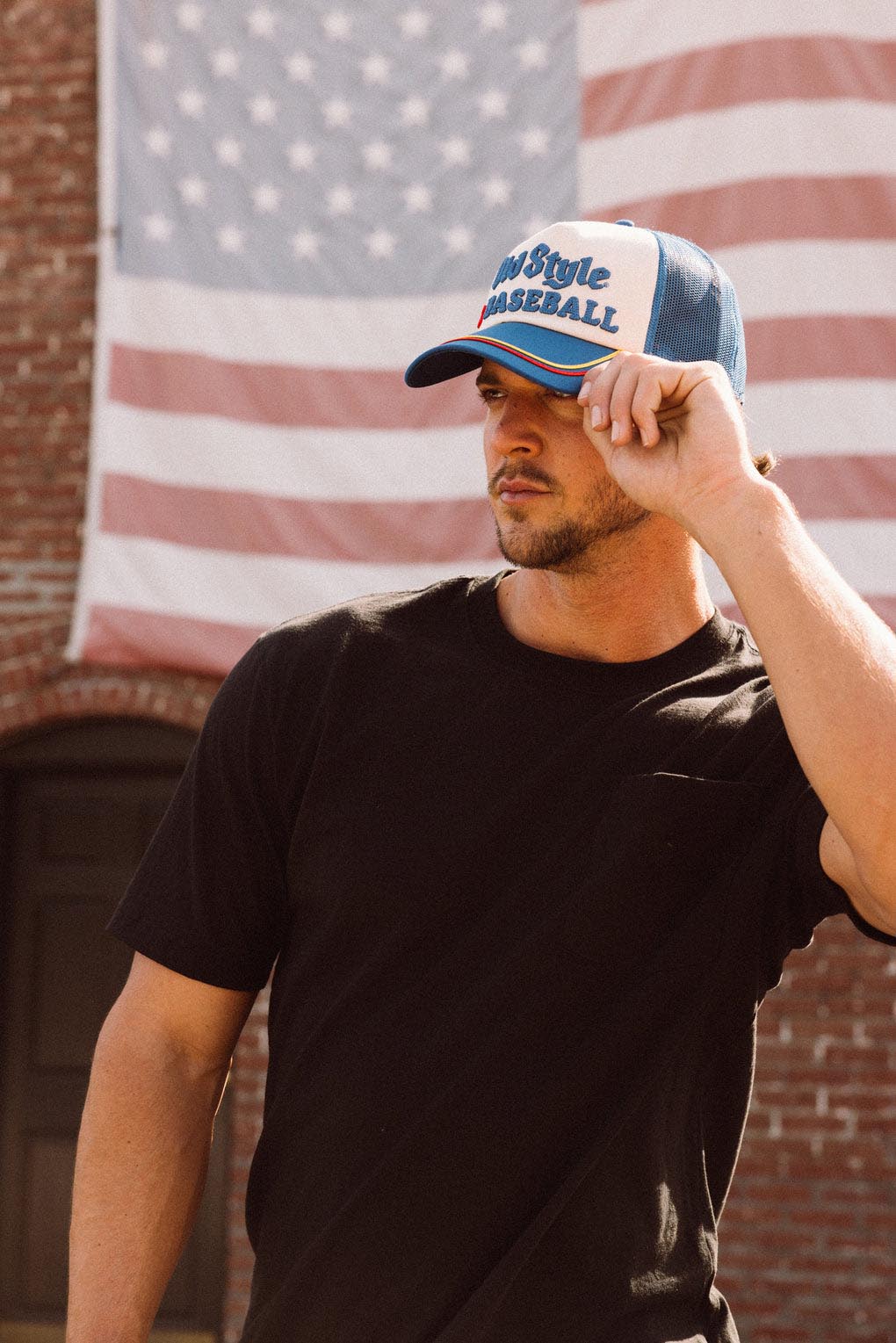 American Needle Radler Hat Old Style & Baseball Dark Royal Ivory