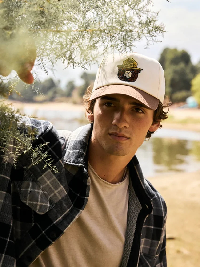 American Needle Roscoe Hat Smokey Bear Ivory Brown