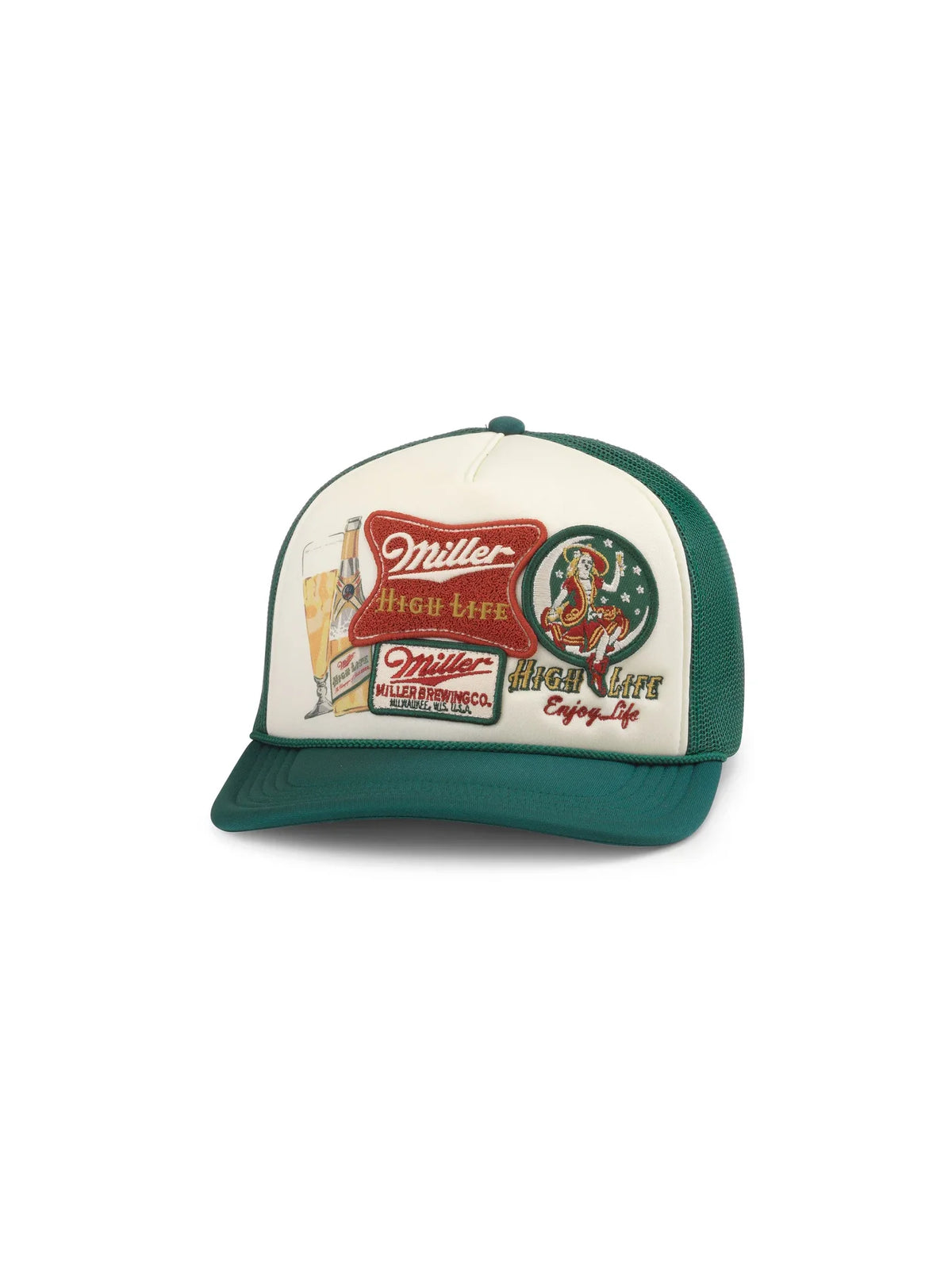 American Needle Roscoe Iconic Foamy Hat Miller High Life Dark Green Ivory