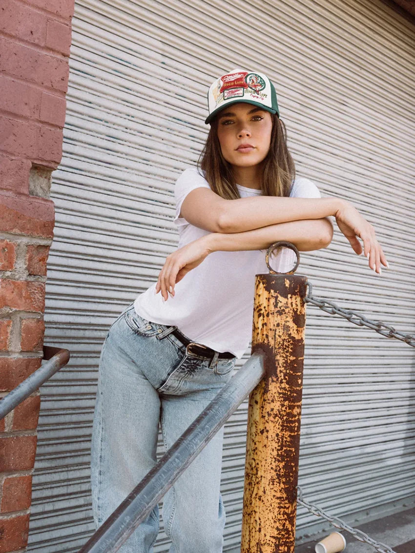 American Needle Roscoe Iconic Foamy Hat Miller High Life Dark Green Ivory