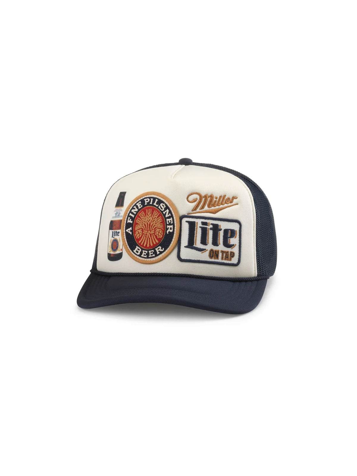 American Needle Roscoe Iconic Foamy Hat Miller Lite Navy Ivory