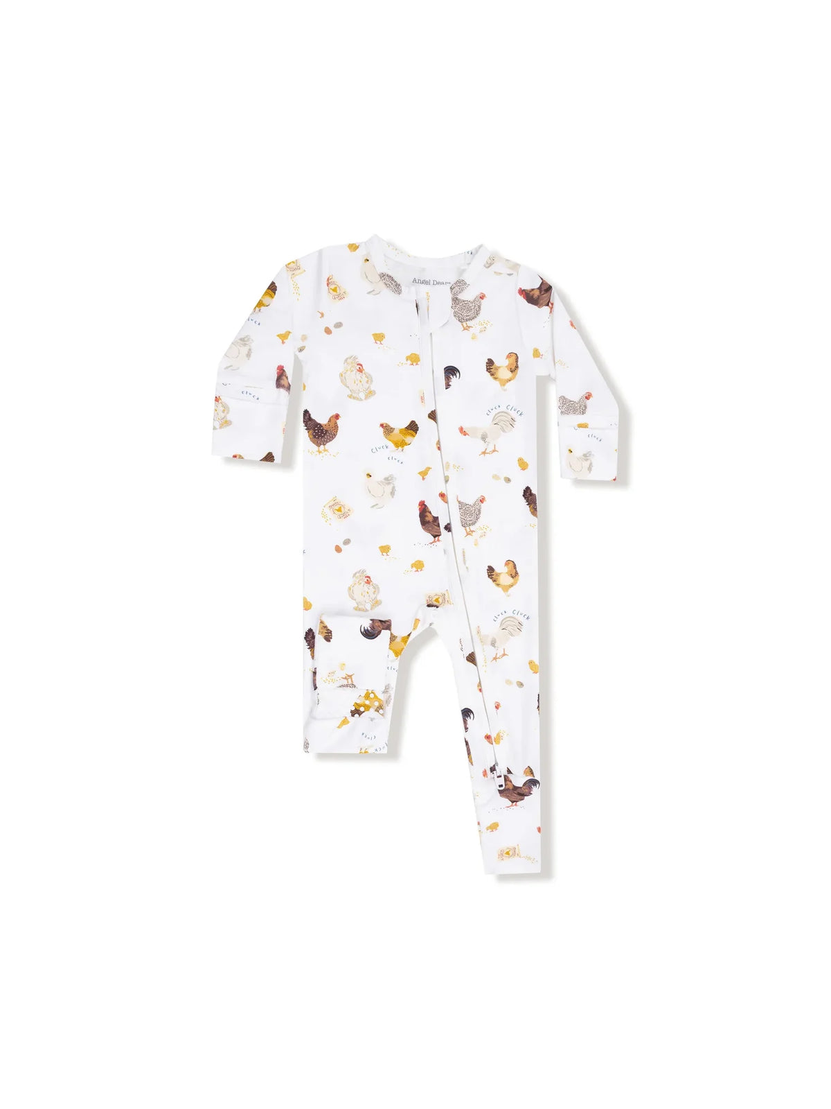 Angel Dear 2-Way Zipper Romper Collector Chickens White