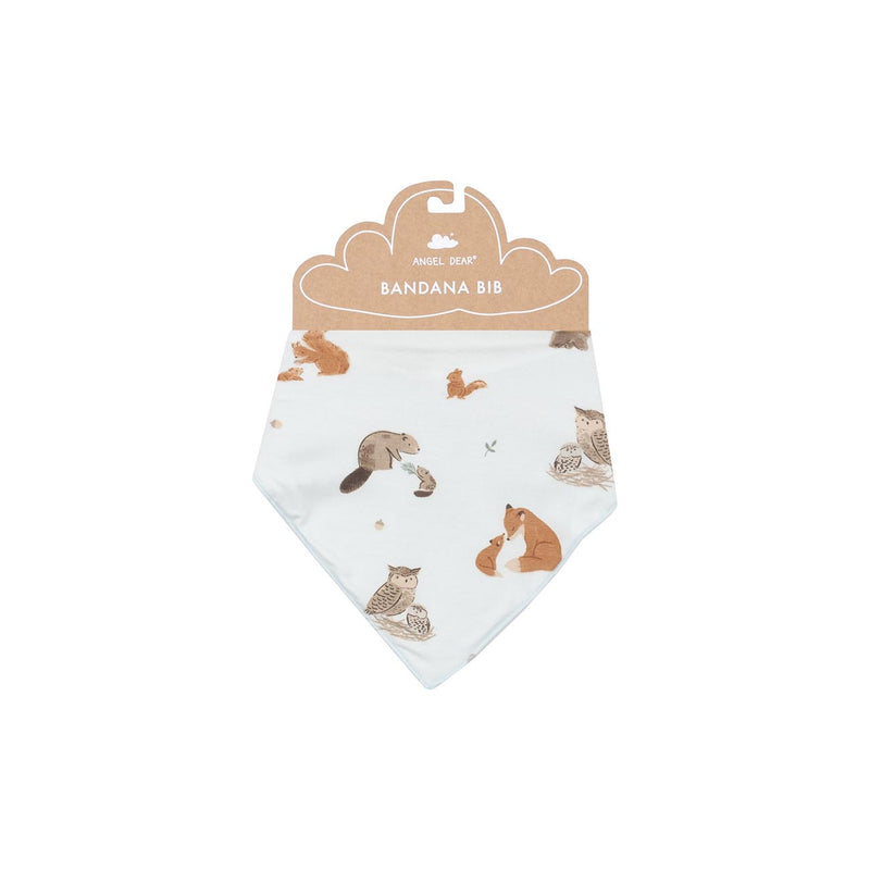 Angel Dear Bamboo Bandana Bib Mixed Woodland Animals on Blue