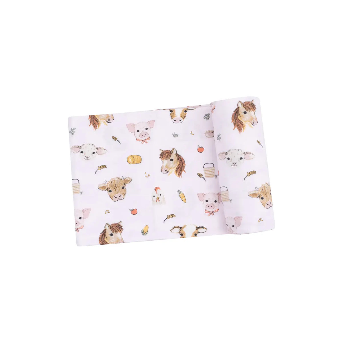 Angel Dear Bamboo Swaddle Blanket Vintage Animal Faces Pink