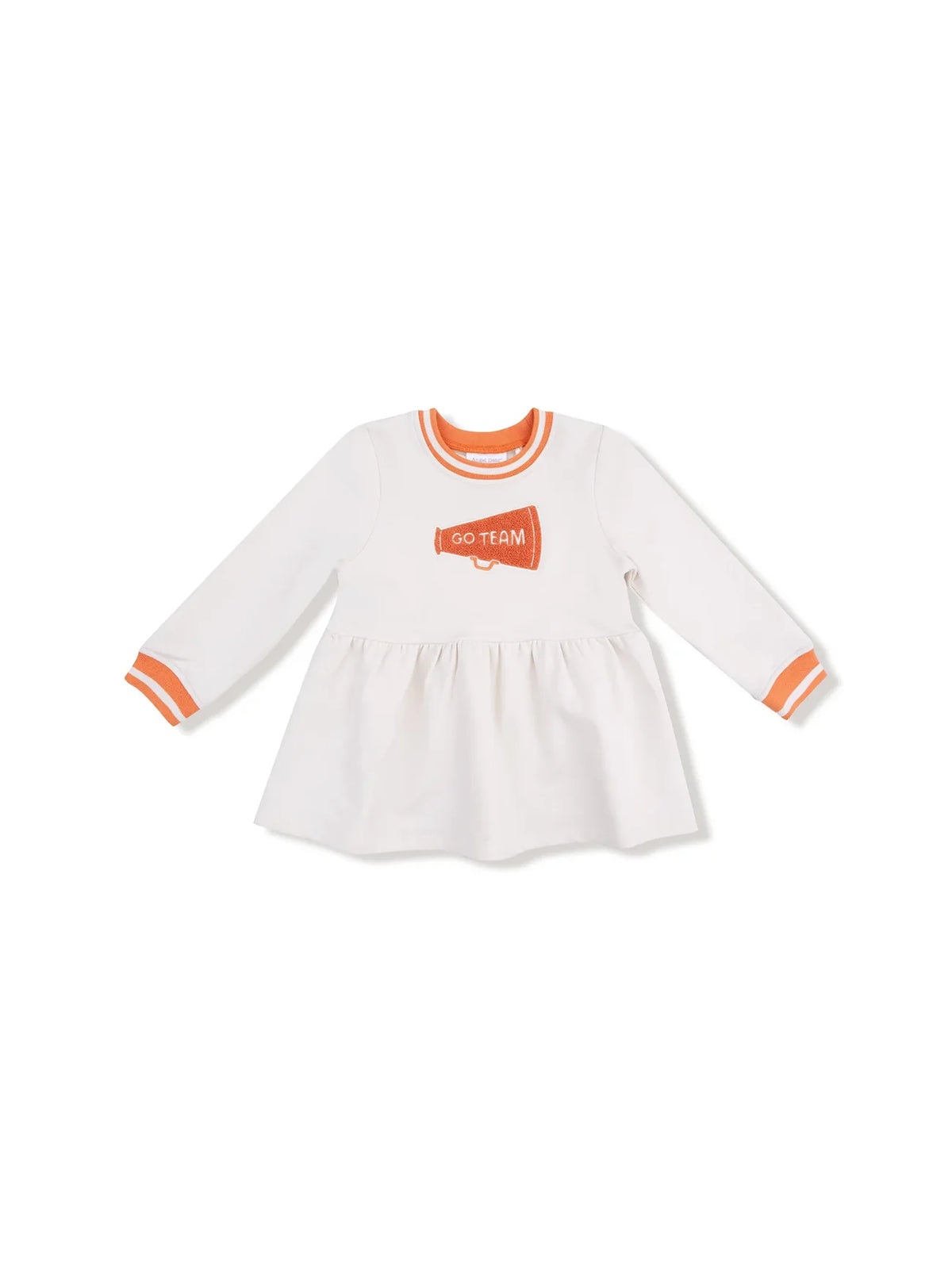 Angel Dear Baby & Toddler Orange & White Varsity Go Team Dress