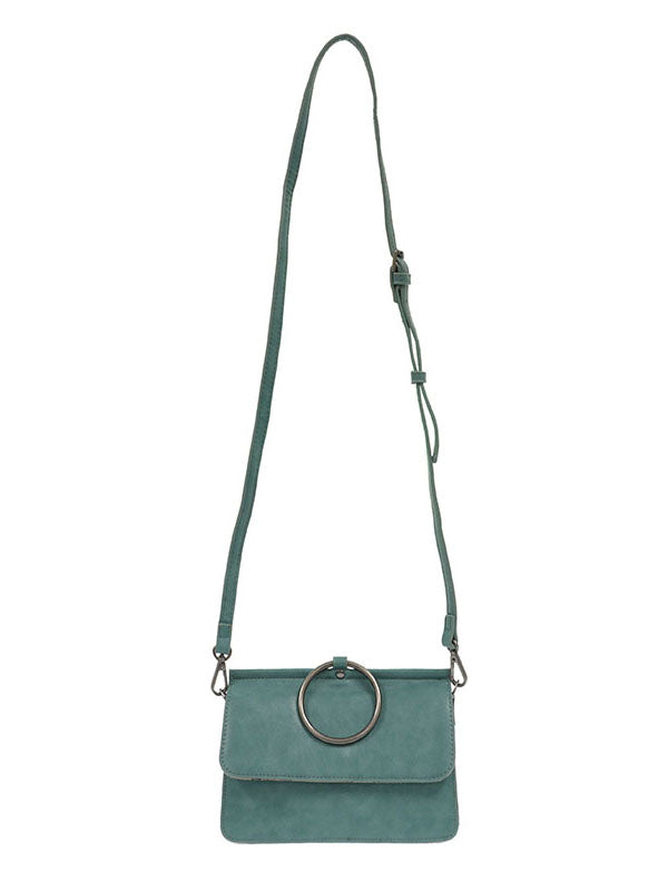 aria crossbody ring bag in teal silver