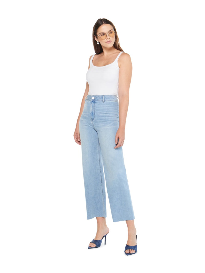 articles of society carine high rise wide leg jeans in light mist-side