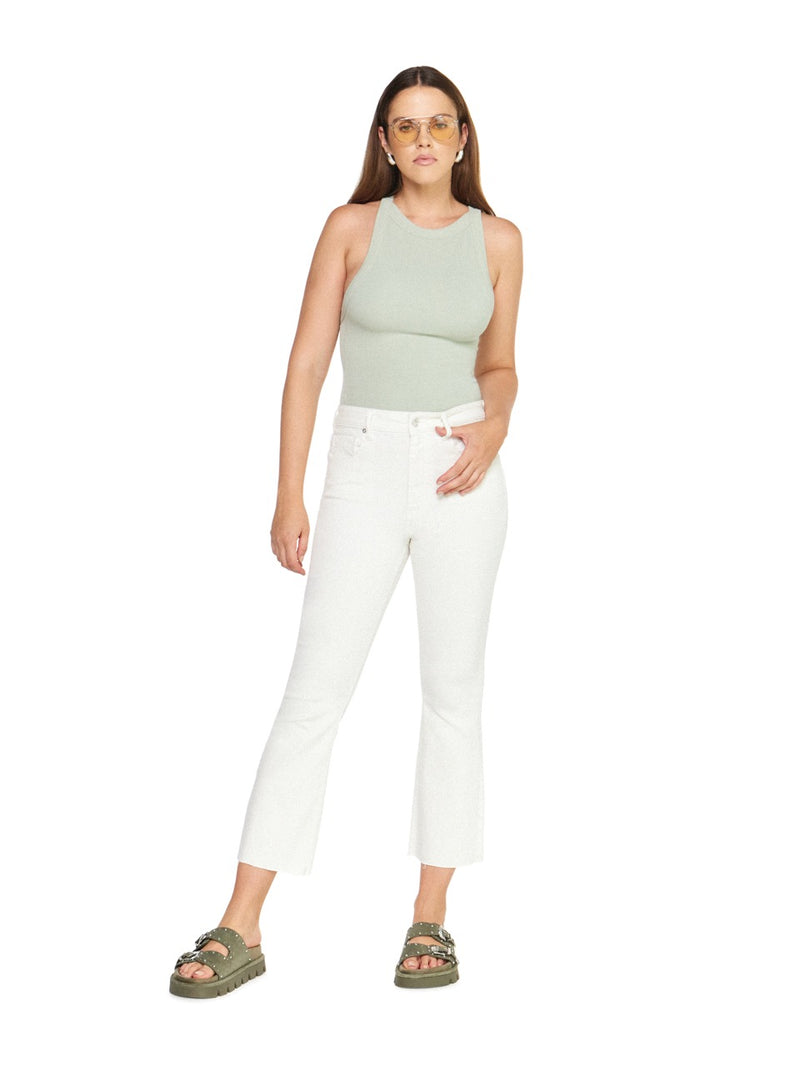 articles of society linden raw crop flare jeans in salt-front view