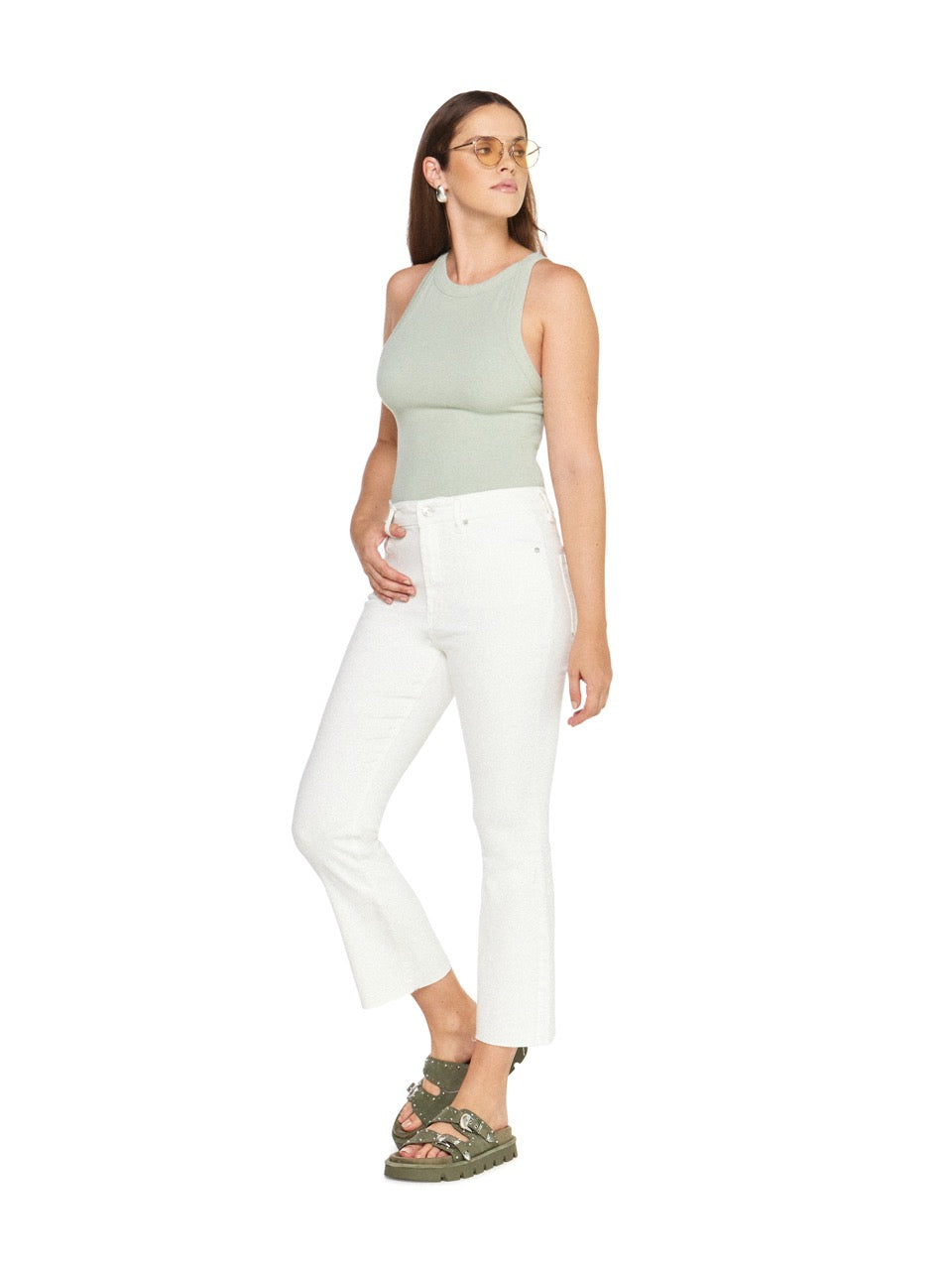 articles of society linden raw crop flare jeans in salt-side  view