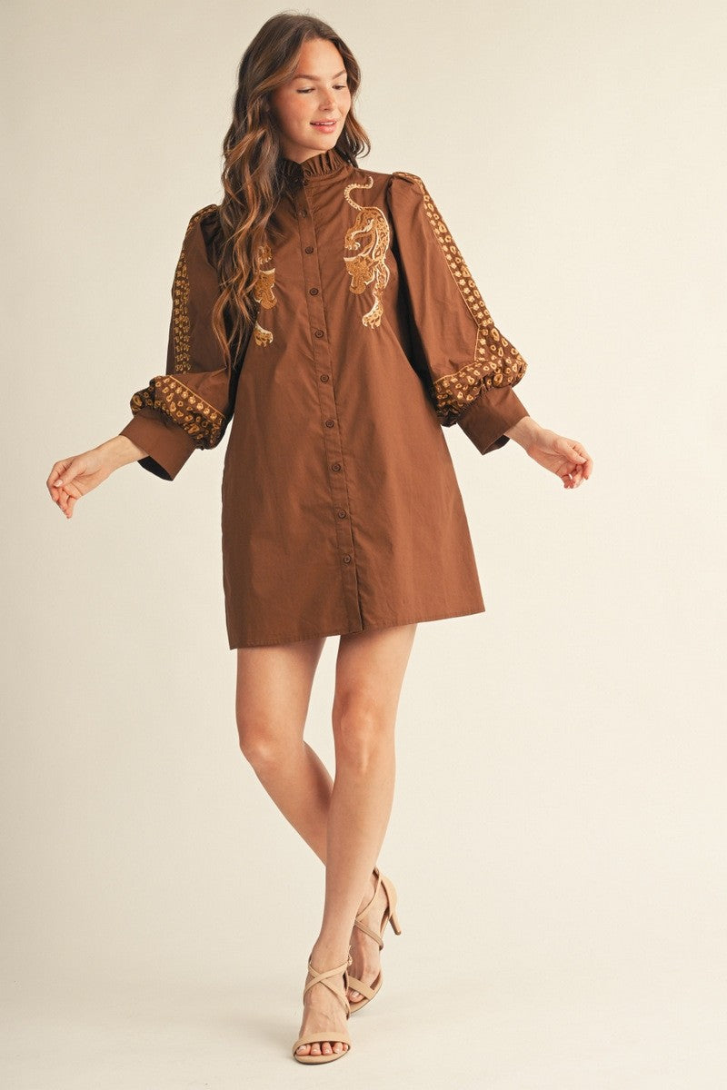 Leopard Embroidered Dress