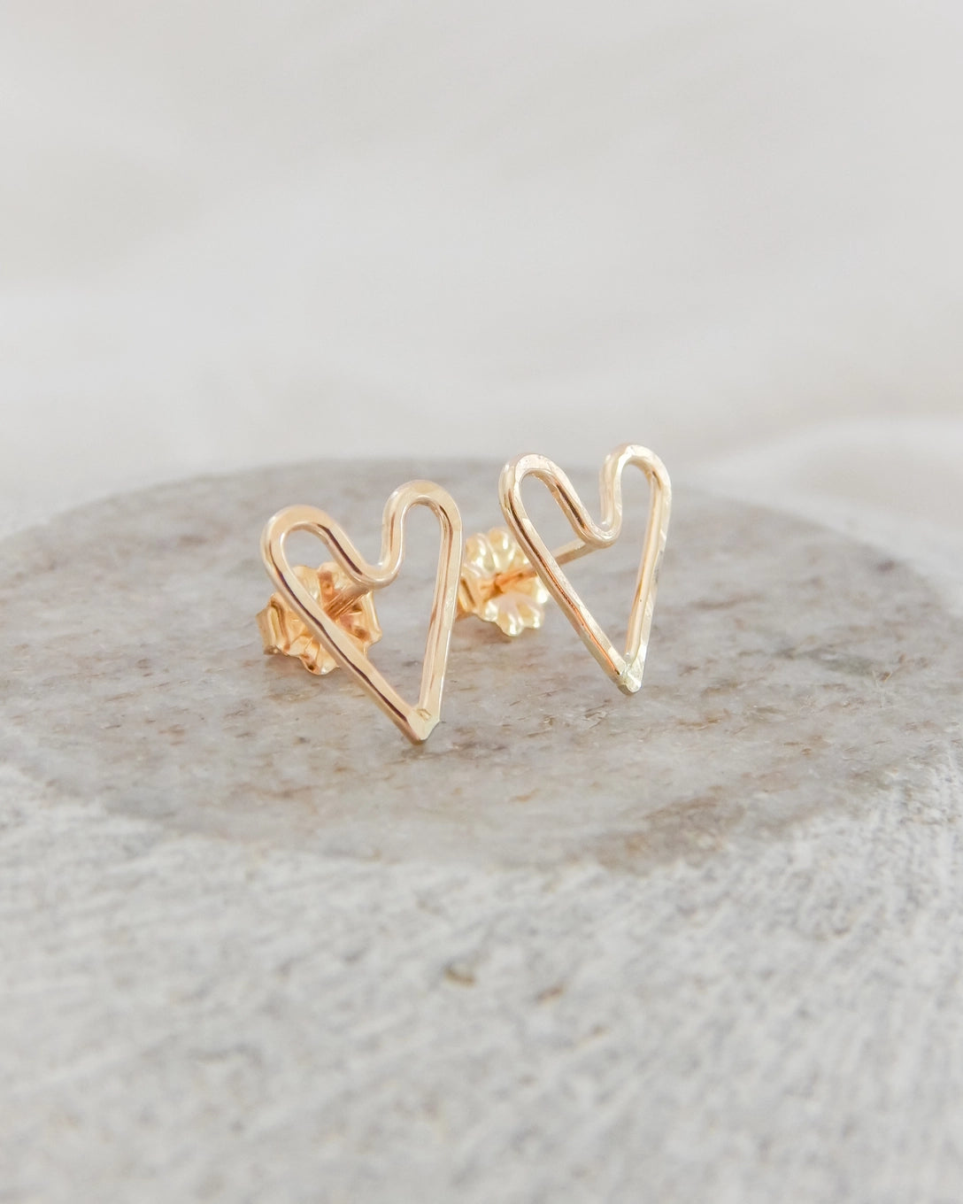 Barberry & Lace 14K Gold-Filled Hammered Heart Stud Earrings Valentine's Day Gift