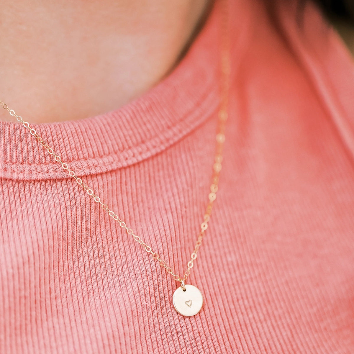 Barberry & Lace 14K Gold-Filled Heart Disc Necklace Valentine's Day Gift