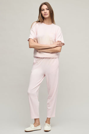 Barefoot Dreams Brushed Fleece Seam Ankle Pant pink sand 