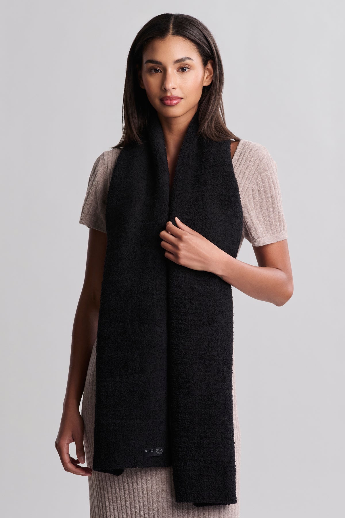 Barefoot Dreams CozyChic® Grid Scarf black 